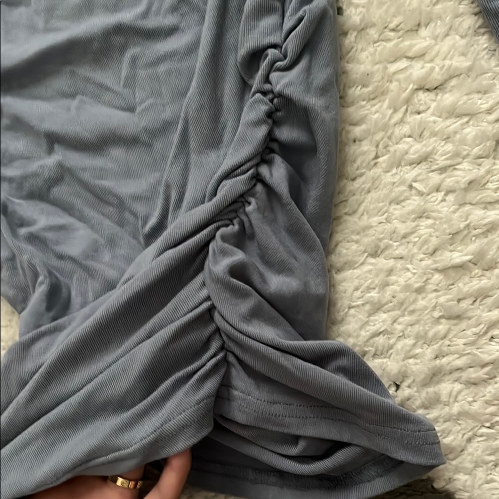 Amazon Blue Ruched Fitted Blouse - Picture 3 of 4